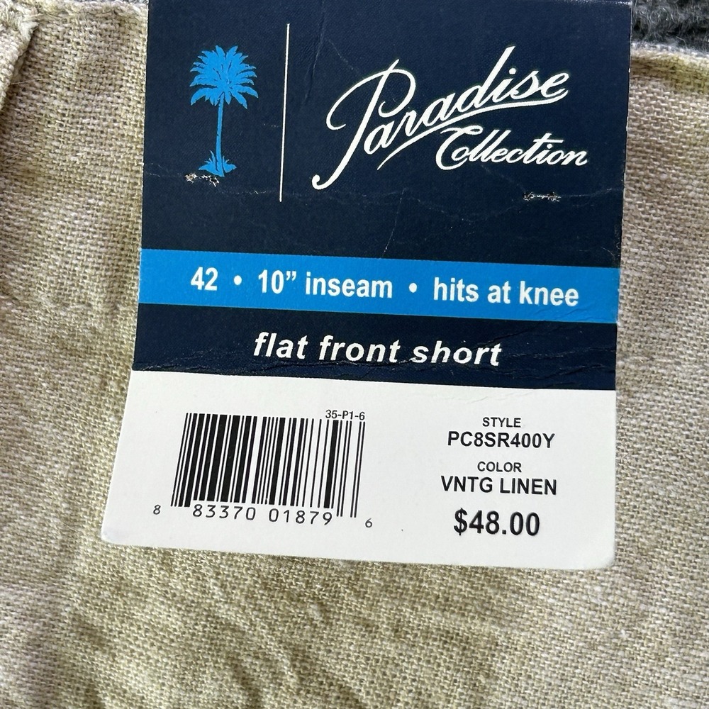Paradise Collection Shorts Mens 42 Cream Linen Blend Beach Resort Wear 10 Inch - Picture 6 of 8